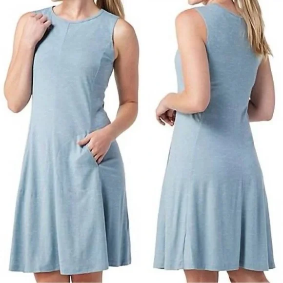 Smartwool Everyday Exploration Merino Wool Hemp Tank Dress Light Blue Medium - Picture 1 of 7